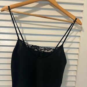 Zara Elegant Black Lace Trim Top